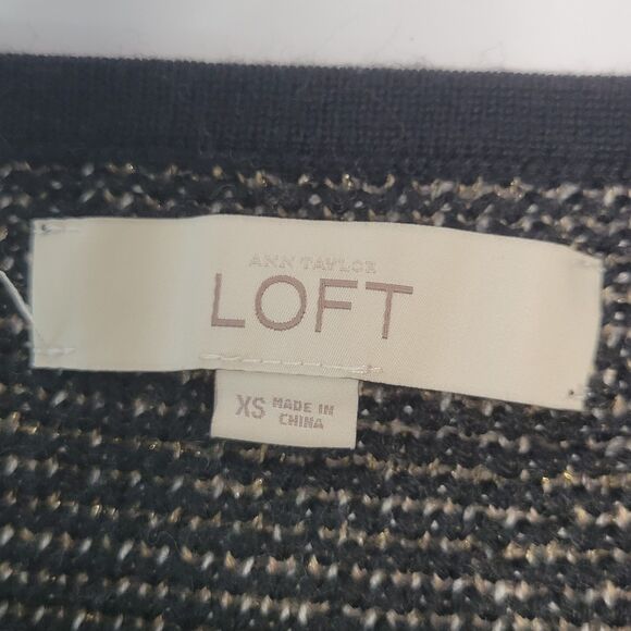 Ann Taylor Loft black gold metallic sweater size XS - Picture 3 of 8